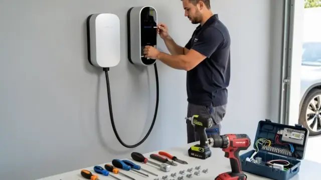 Elektriker installieren Wallbox für sicheres und effizientes Laden von E-Autos
