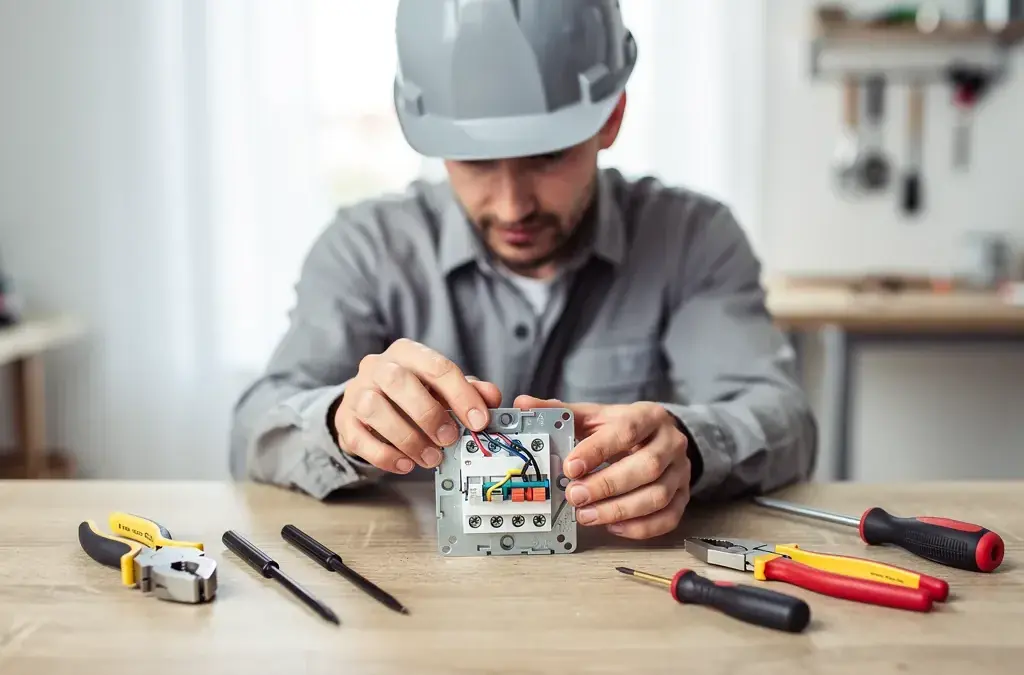 Heimwerker bei Elektroarbeiten sicher Steckdosen und Schalter austauschen