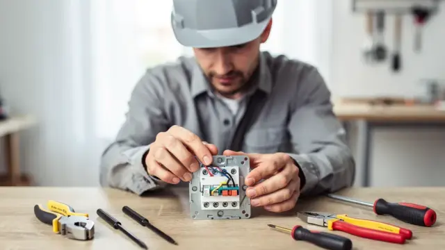 Heimwerker bei Elektroarbeiten sicher Steckdosen und Schalter austauschen