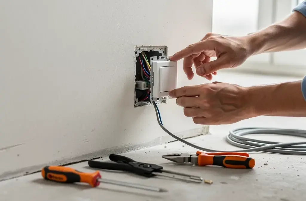Diagramm zur Elektroplanung im Neubau mit Steckdosen und Schaltern