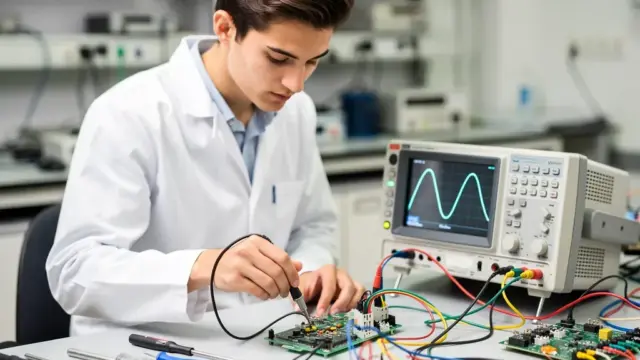 Studierende der Elektrotechnik erlernen elektrische Systeme, Mathematik und Physik im Bachelor-Studium