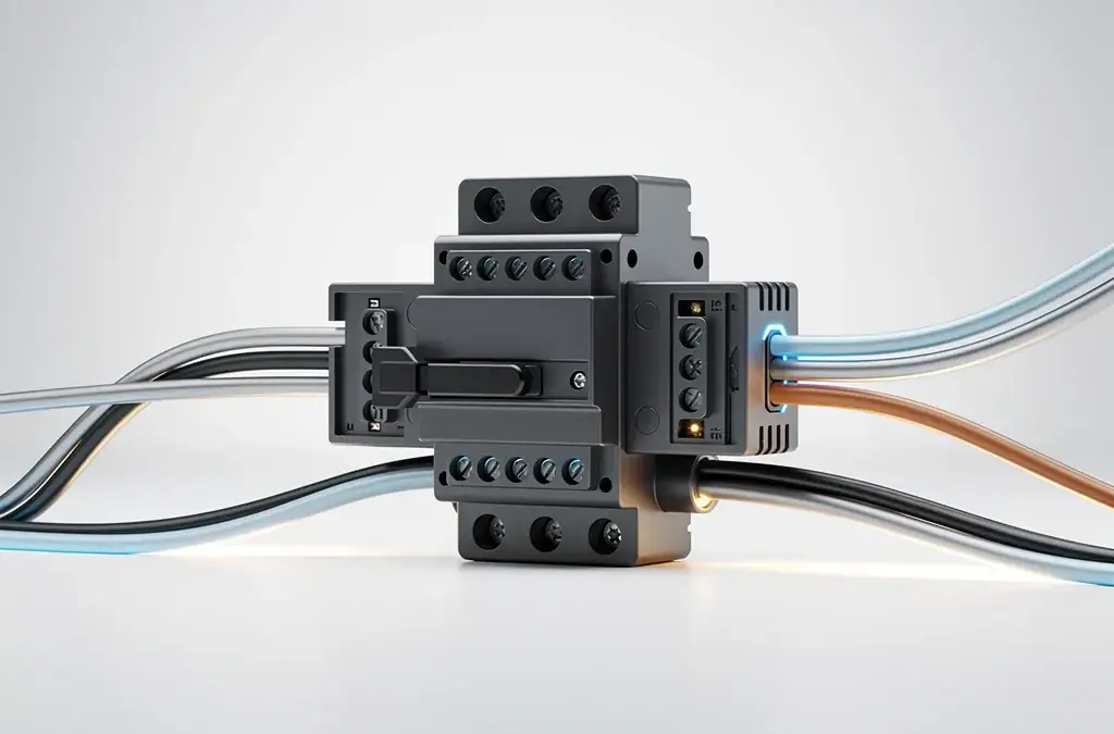 Detailaufnahme von elektrischen Komponenten in Schutzeinrichtungen zur Gewährleistung der Sicherheit