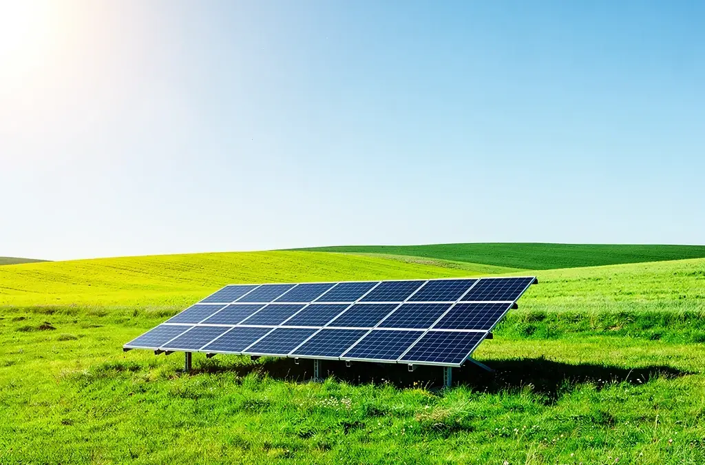 Photovoltaik-Anlage mit aktuellen Einspeisevergütungssätzen und Solarpanels im Hintergrund