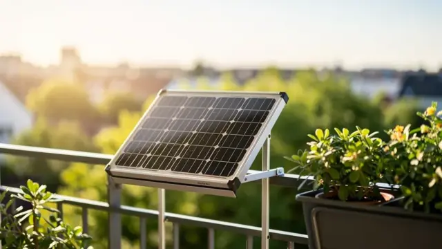 Q1 Balkonkraftwerk in Installation auf Balkon zur Stromerzeugung aus Sonnenenergie