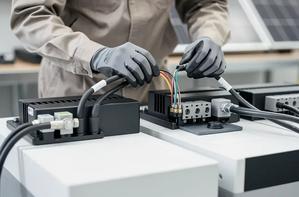 Schaltplan für Batteriespeicher zeigt elektrische Verbindungen und Komponenten für Einsteiger