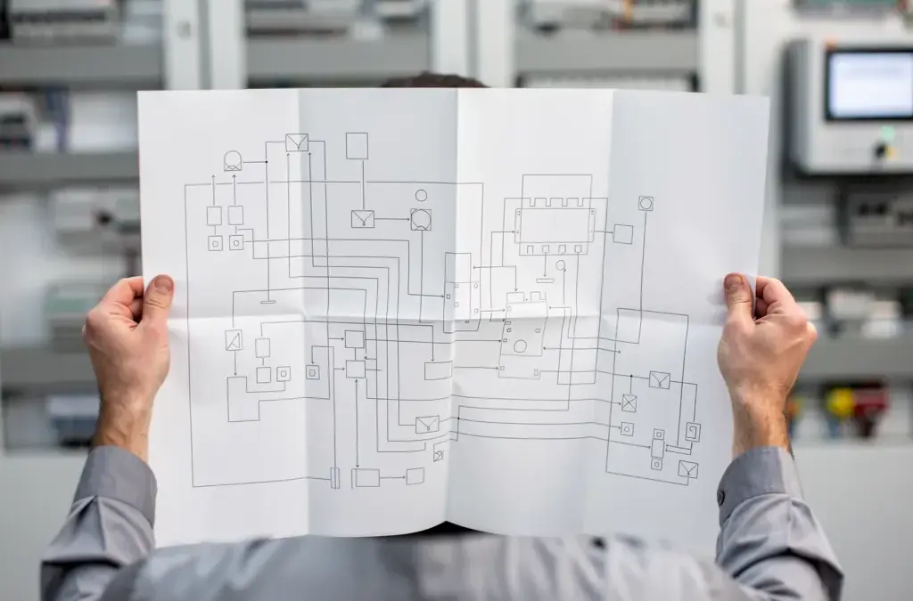 Schaltpläne in der Elektrotechnik mit Symbolen für Schutzeinrichtungen und Lesart
