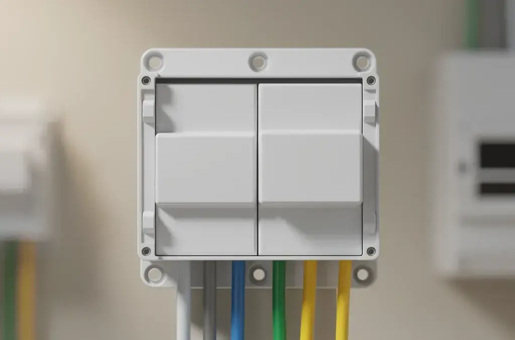 Zählerschrank mit Schutzschaltern für sichere Elektroinstallation und Überspannungsschutz