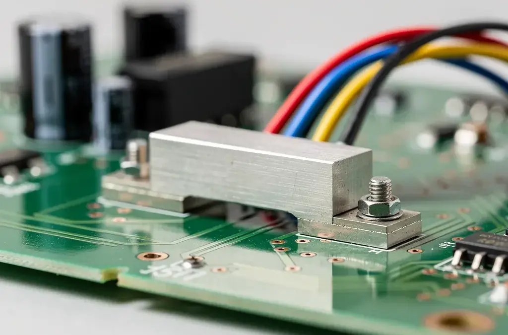 Shunt in der Elektrotechnik zur genauen Strommessung ohne Störung des Stromkreises