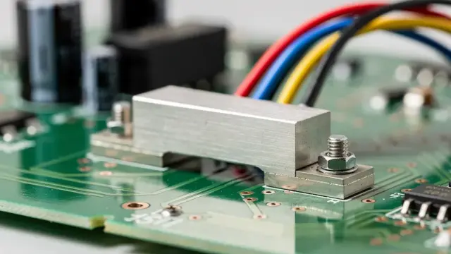 Shunt in der Elektrotechnik zur genauen Strommessung ohne Störung des Stromkreises
