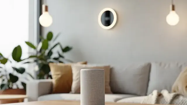 Bild von vernetzten Smart Home Geräten zur automatisierten Steuerung von Licht und Temperatur