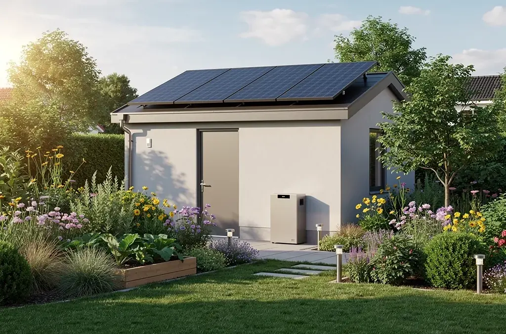 Solaranlage im Garten zur effizienten Nutzung von Solarstrom und Kostenersparnis