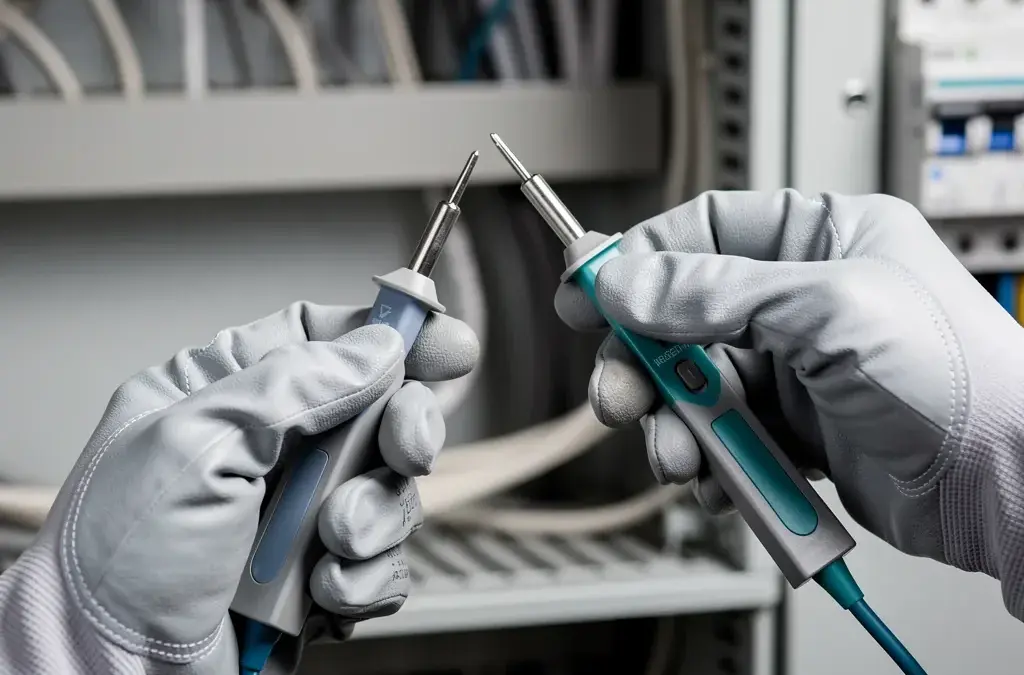 Spannungsprüfer im Einsatz zur sicheren Messung elektrischer Spannungen