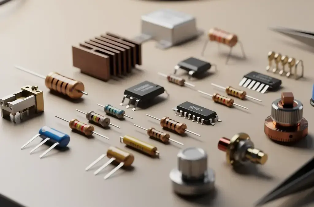 Verschiedene Typen von Widerständen in der Elektrotechnik zur Stromflussregulierung