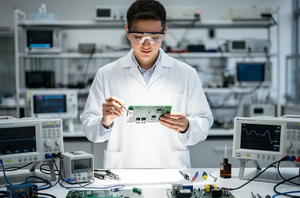 Bild eines wissenschaftlichen Mitarbeiters Elektrotechnik bei Forschung und Entwicklung