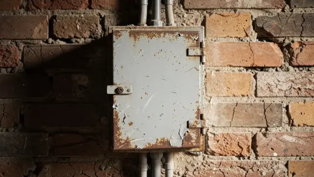 Zählerschrank im Altbau vor der Erneuerung mit sichtbaren Schäden und Veralterung